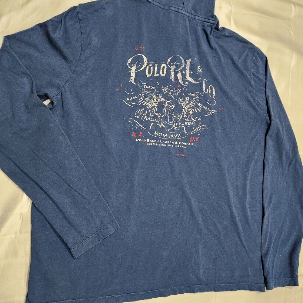 Polo Ralph Lauren Hoodie Men M Custom Slim Fit Lightweight Hooded Shirt Jumper